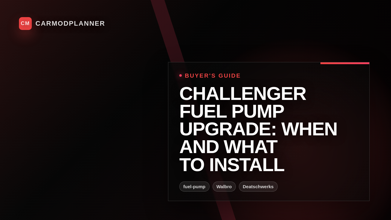 Challenger Fuel Pump Upgrade: When and What to Install
