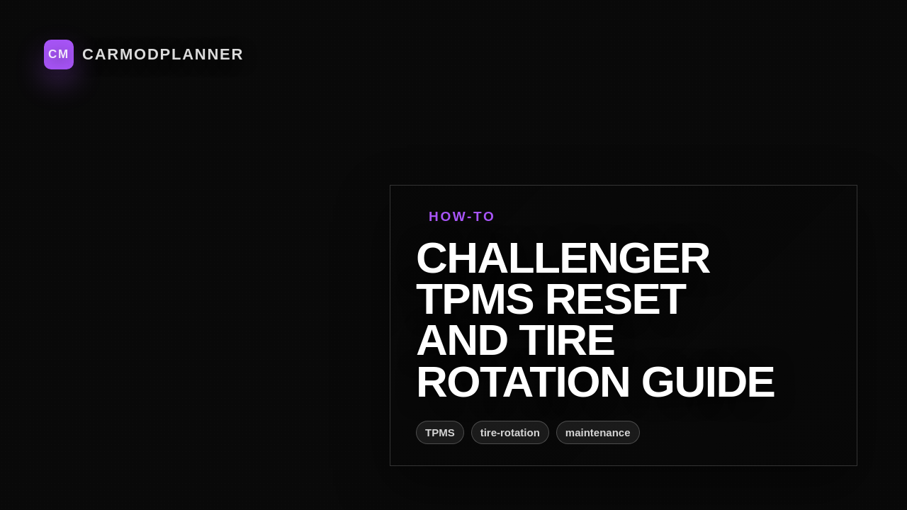Challenger TPMS Reset and Tire Rotation Guide